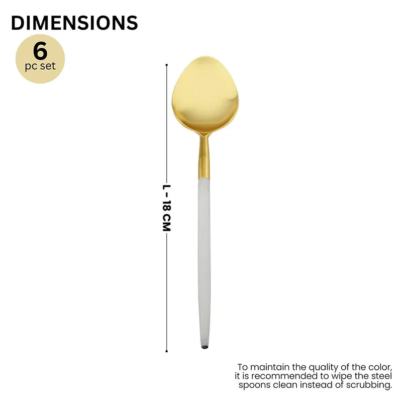 Stirling Stainless Steel Spoon Set (Gold & White) - Set Of Six media 8