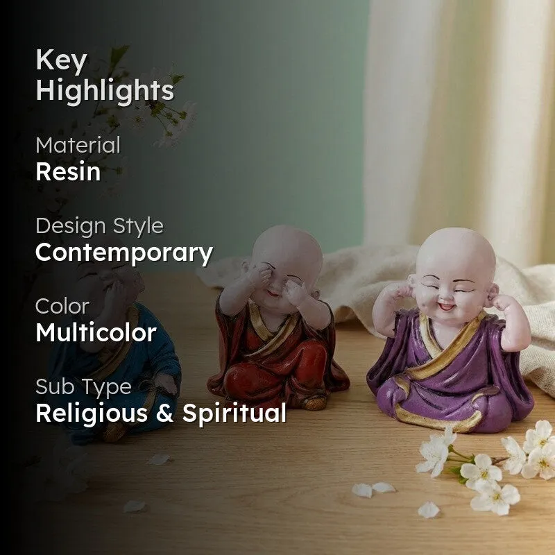 Zenaya Budhha Resin Showpiece - Set of Three media 2