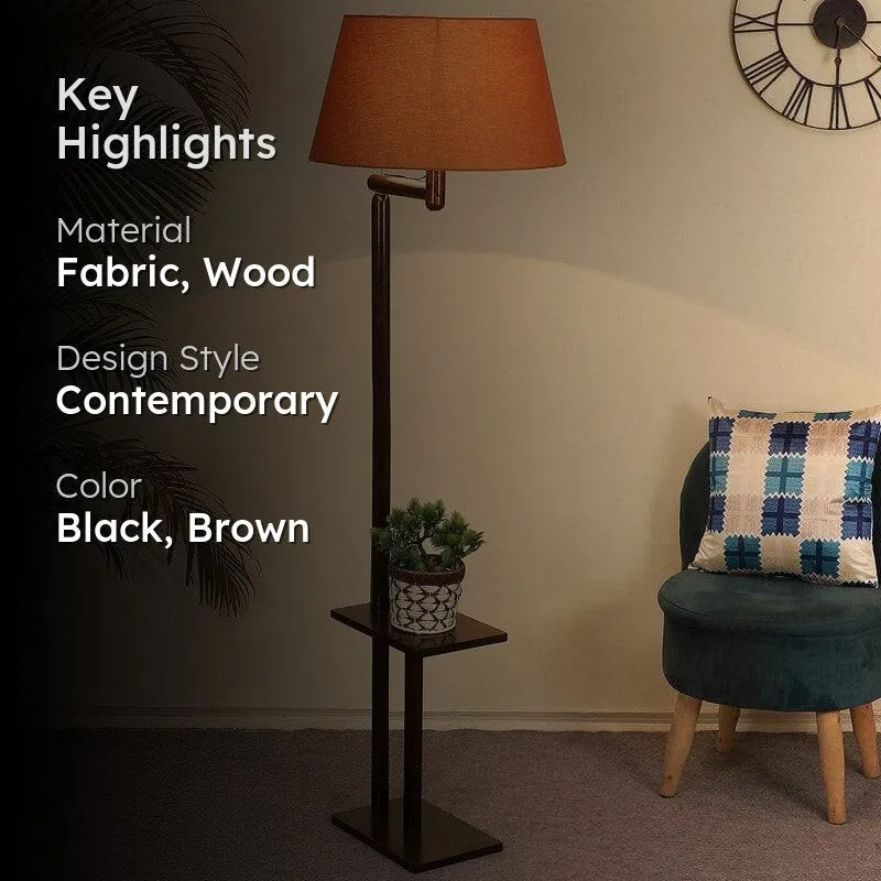 Eartha Enya Floor Lamp With Shelf - Brown media 2