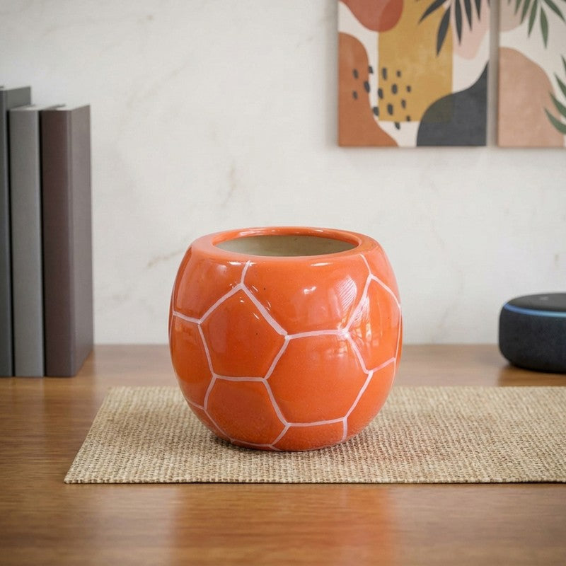 Artisan Finish Ceramic Planter - Orange