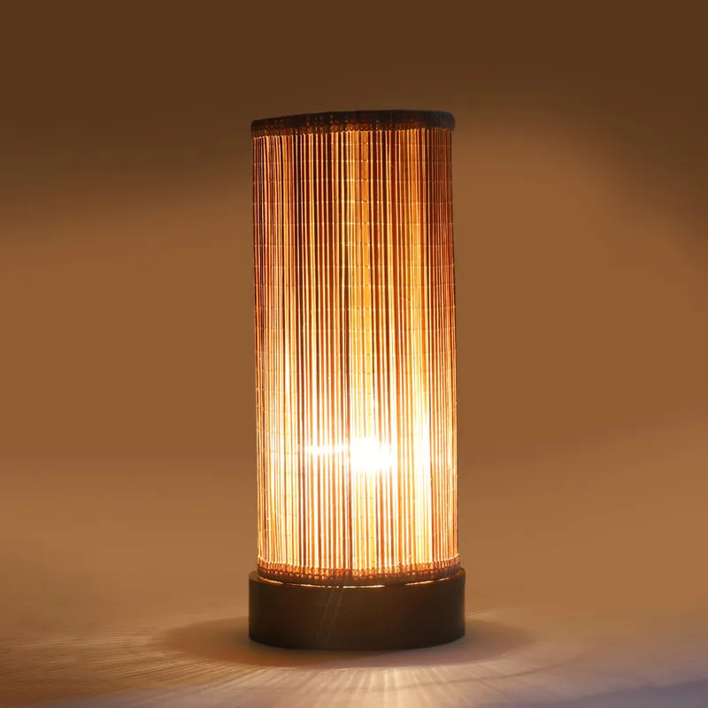 Bralia Cylindra Curve Bamboo Table Lamp - Beige media 5