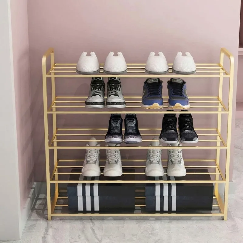 Wide Metal Shoe Rack - Gold media 4