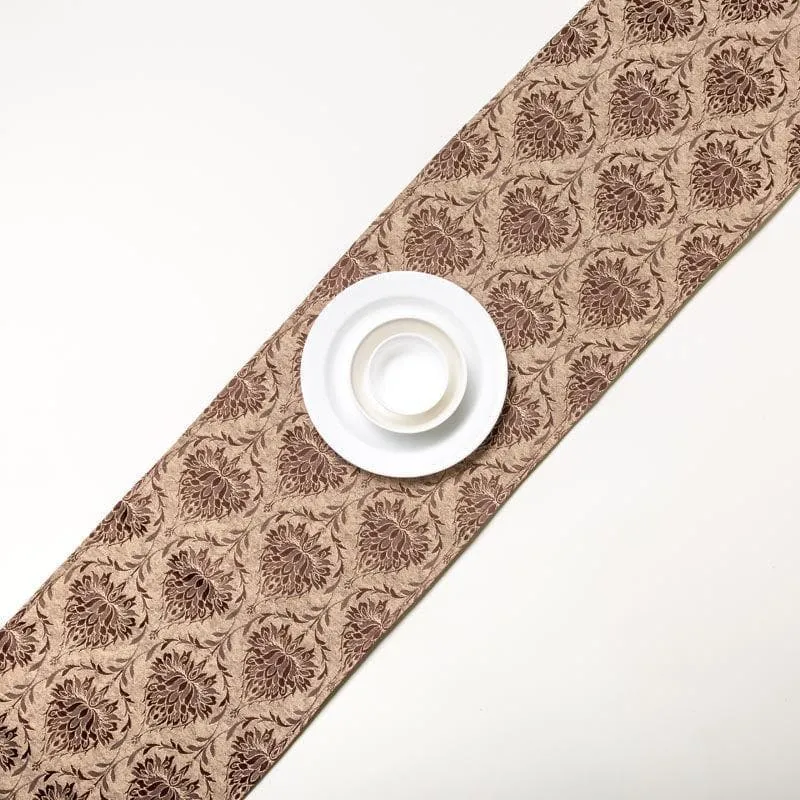 Pierre Paisley Jacquard Table Runner- Brown media 1
