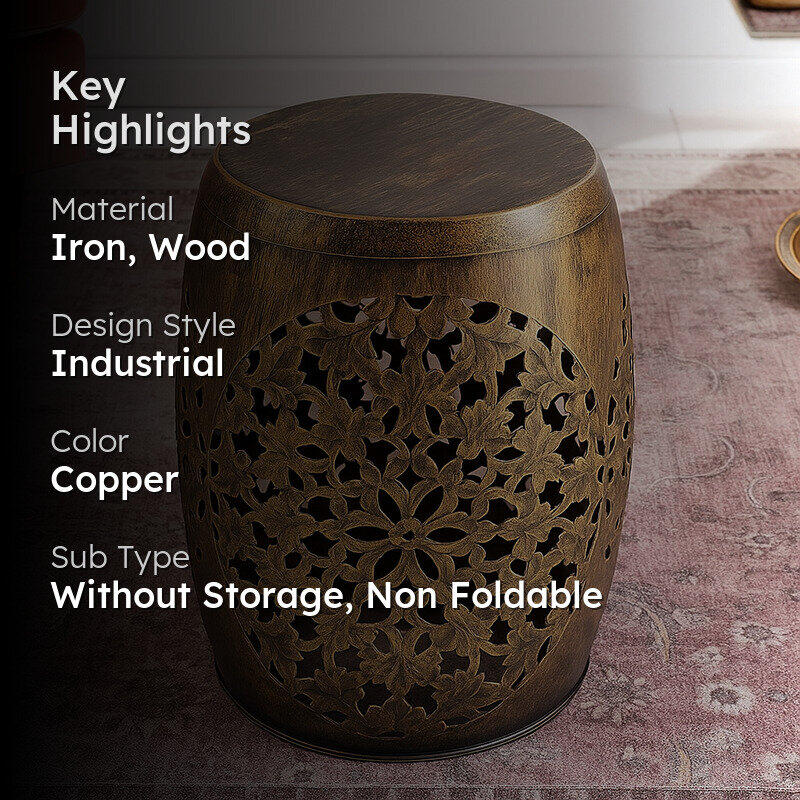 Carved Antiqua Iron Stool media 2