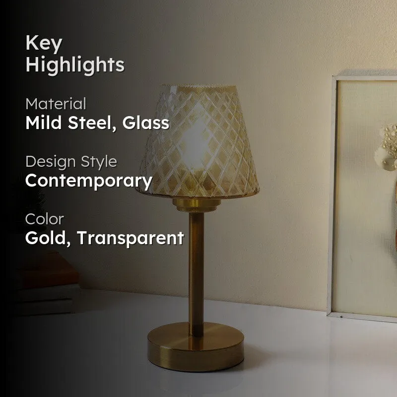 Aviora Elegant Mild Steel Table Lamp - Gold,Transparent media 2