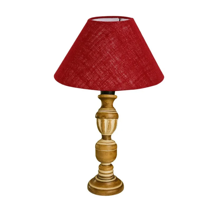 Zenrae Veil Wooden Table Lamp - Maroon media 5