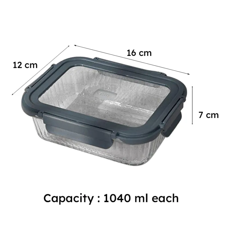 Grey Triva Glass Lunch Box (1040 ML) - Set Of Four media 8