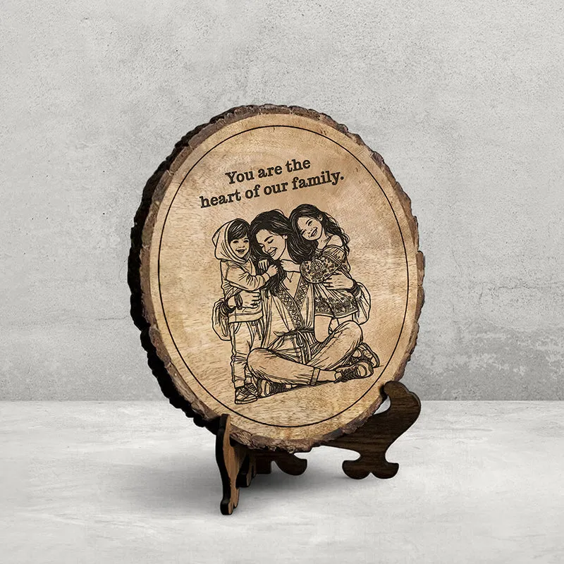 The Heart Of Our Family Wood Showpiece - Round media 3