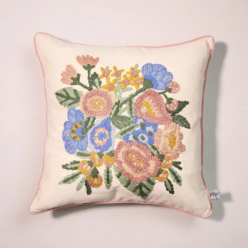Lavendar Luxe Embroidered Cotton Cushion Cover media 3