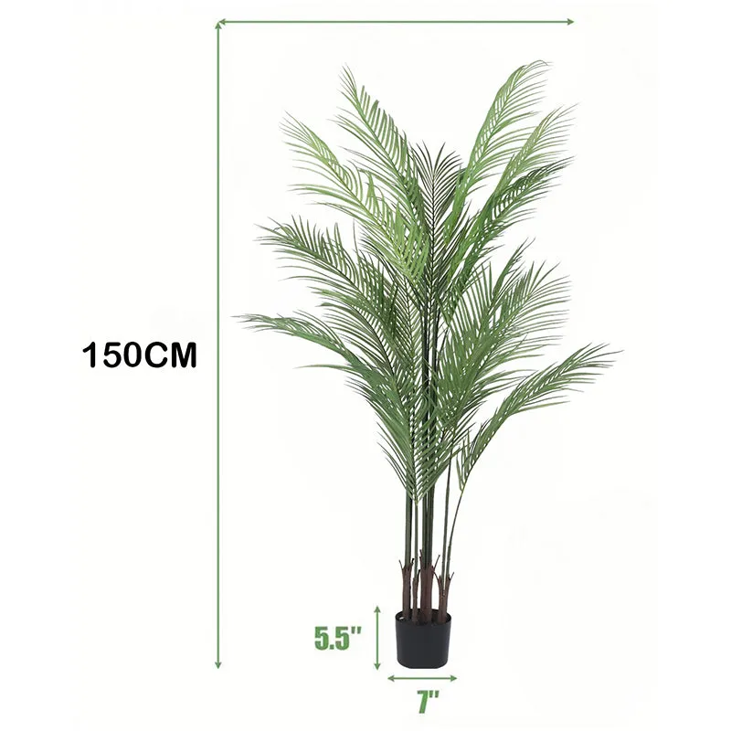 Palma Artificial Areca Palm With Black Plastic Pot - 5 Feet media 6