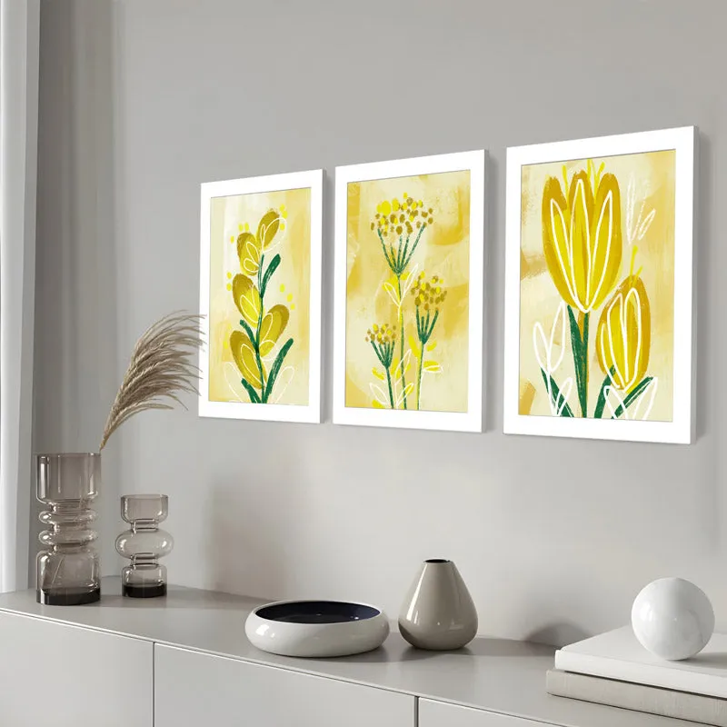 Florenva Sunshine Flora Wall Art With Frame - Set Of Three media 3