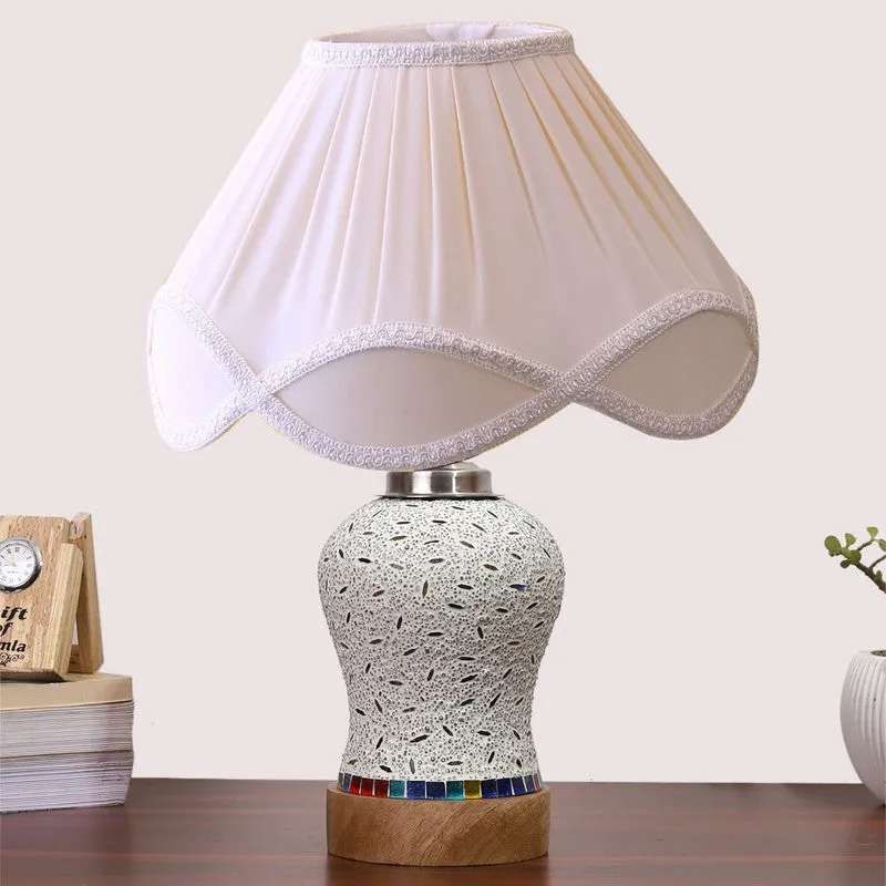 Nivora Arc Pleated Wooden Table Lamp - Multicolor media 4