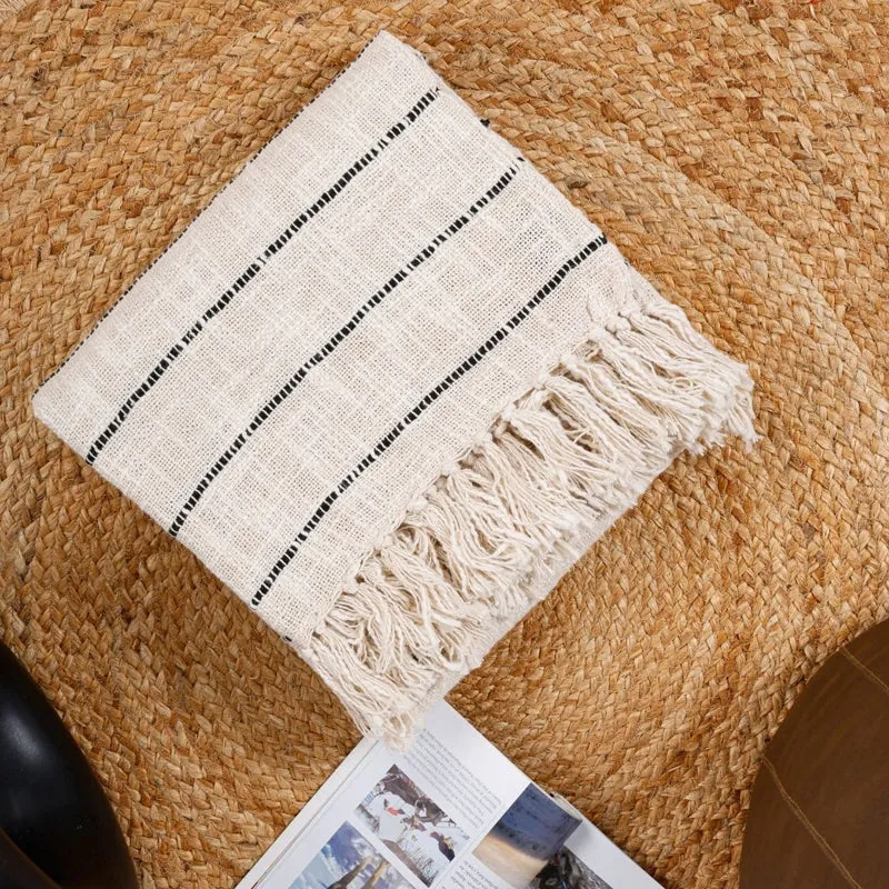 Cedar Nest Striped Throw - Off White & Black media 6