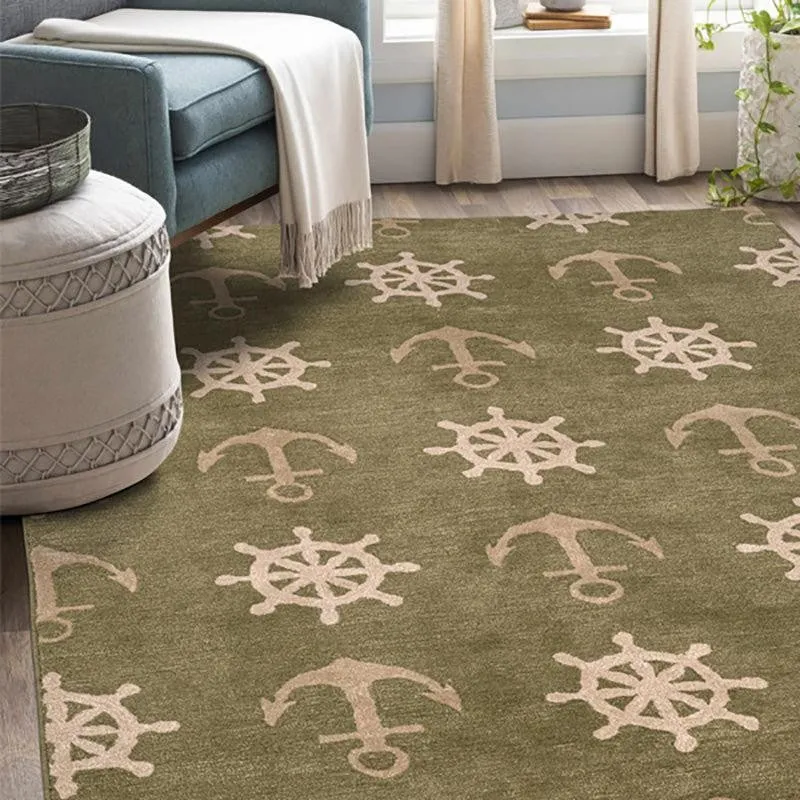 Anchors Hand Tufted Aweigh Kids Wool & Nylon Carpet - Green media 3