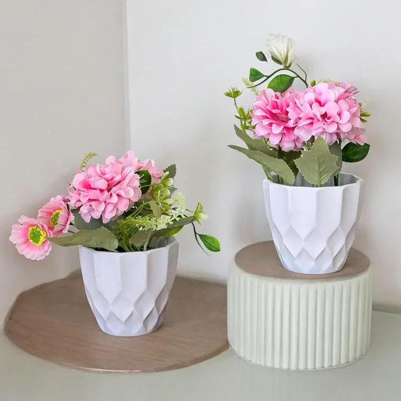 Cadris Ceramic Vase With Artificial Flower (Pink) - Set Of Two media 1