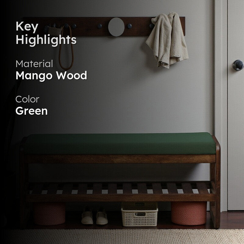 Tread Mango Wood Shoe Rack - Green media 2