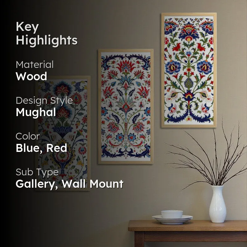 Khayaal Mughal Wall Art With Frame (Red & Blue) - Set Of Three media 2