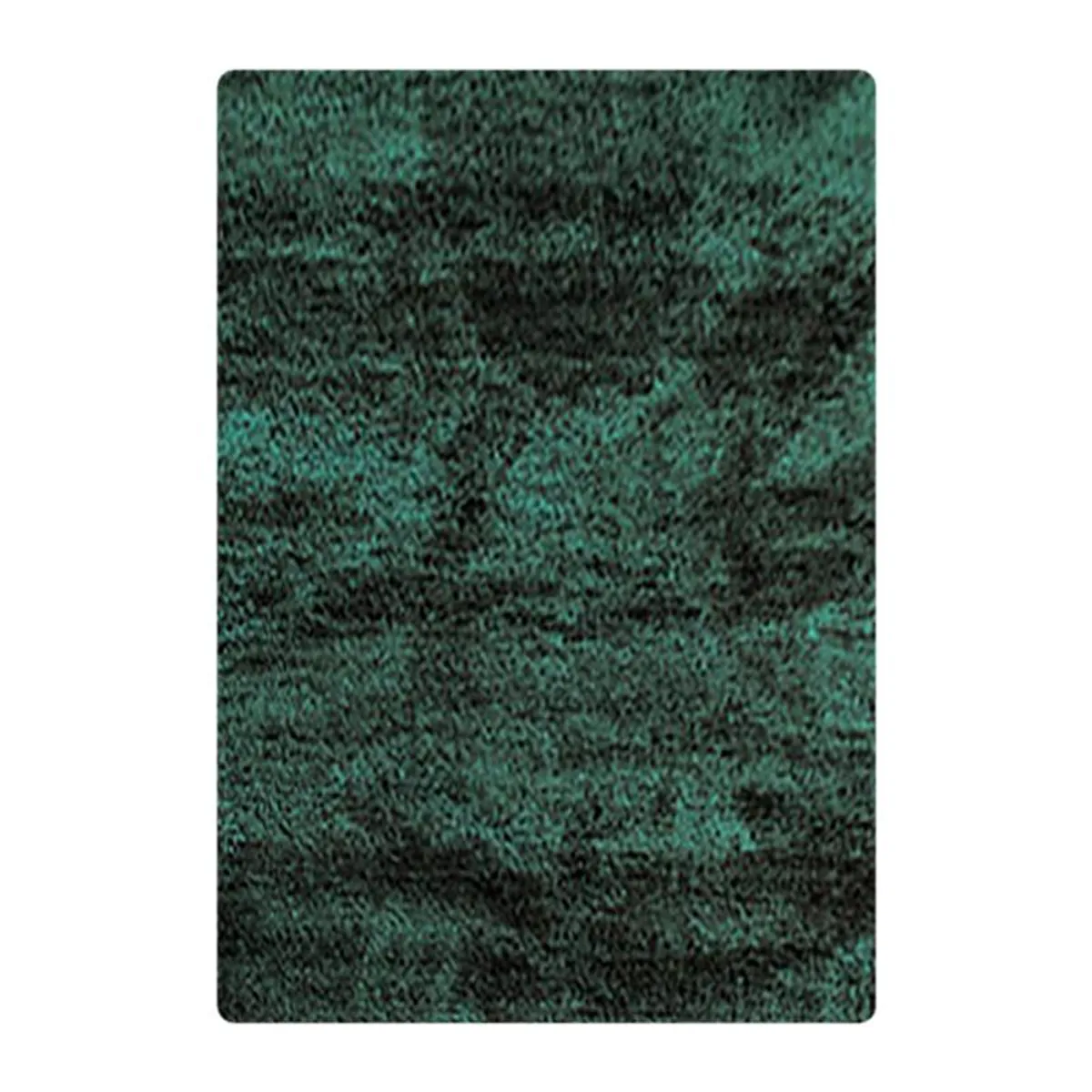 Top view of the forest green rug showing its softly textured solid surface.