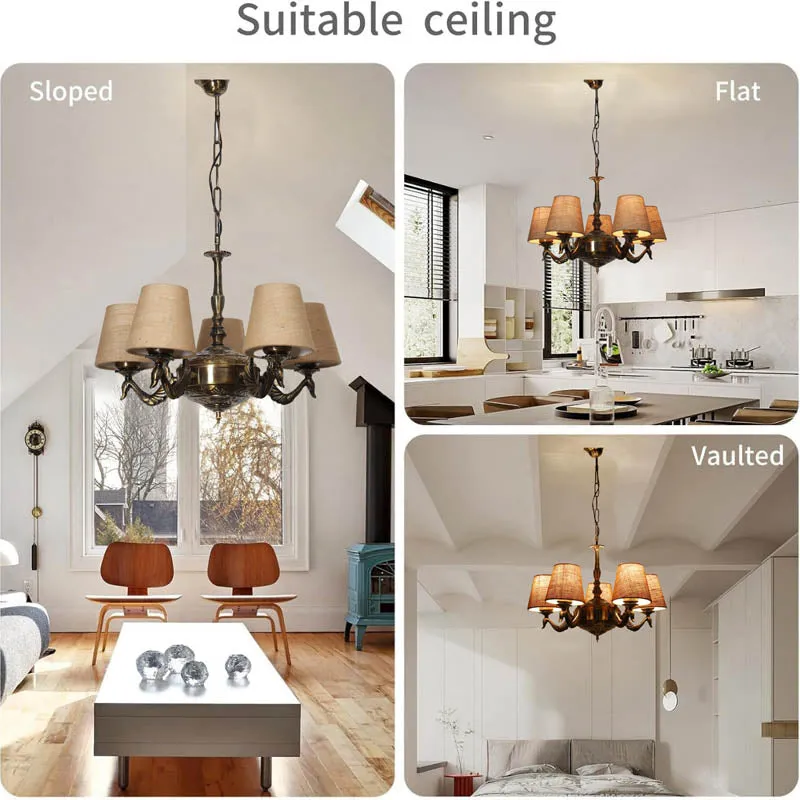 Khaki Conical Golden Antique Ceiling Lamp media 5