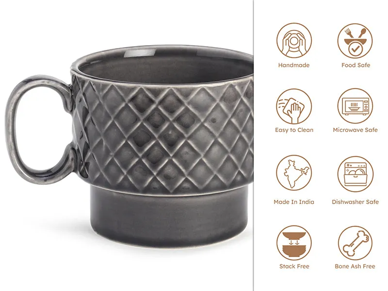 Fjord Ceramic Coffee Mug (500 mL Each/Ash Grey) - Set of Two media 3