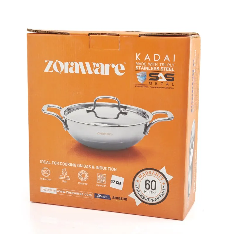 Zoraware Kadhai With Lid - 2200 mL/ 22 CM media 10