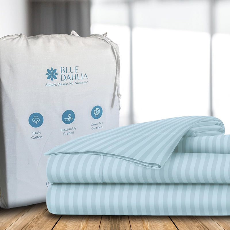 Stripe Charm Cotton Duvet Cover - Pale Blue media 8