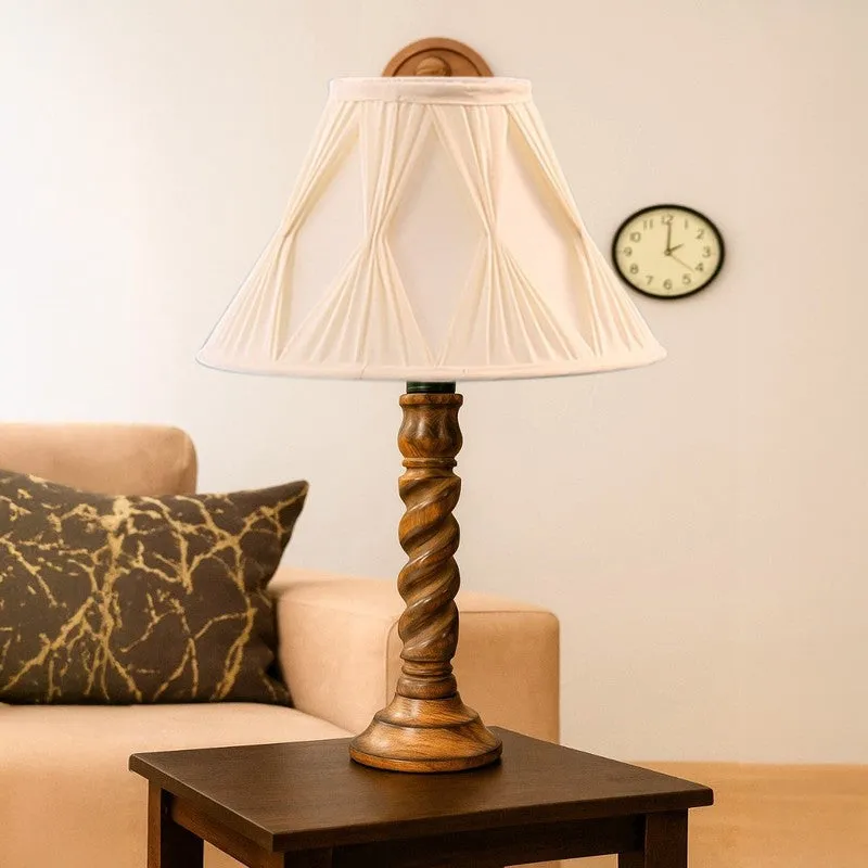 Elvane Elvo Wooden Table Lamp - Ivory media 4