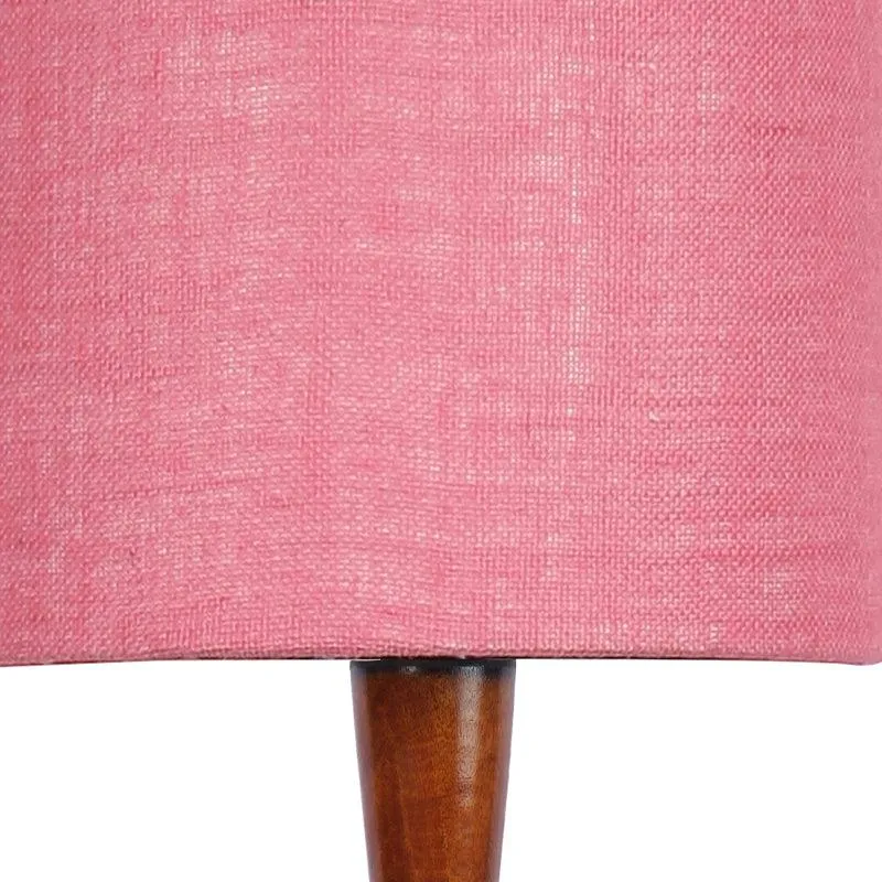 Masiya Vintage Wooden Floor Lamp With Jute Shade - Pink media 4