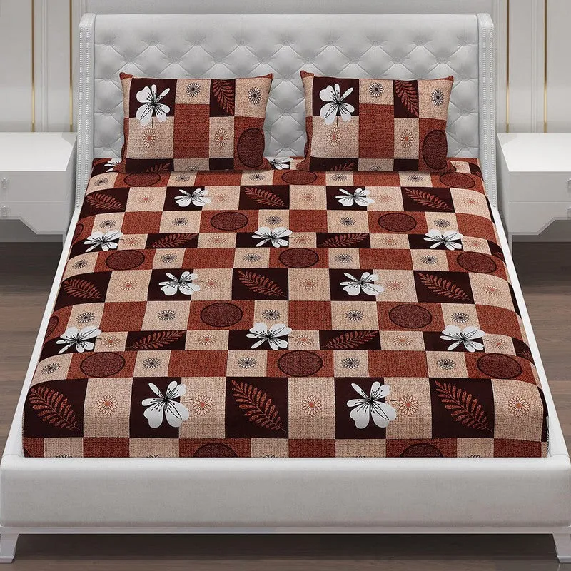 Monte Carlo Garden Grid Bedsheet (Brown) - 120 GSM media 4