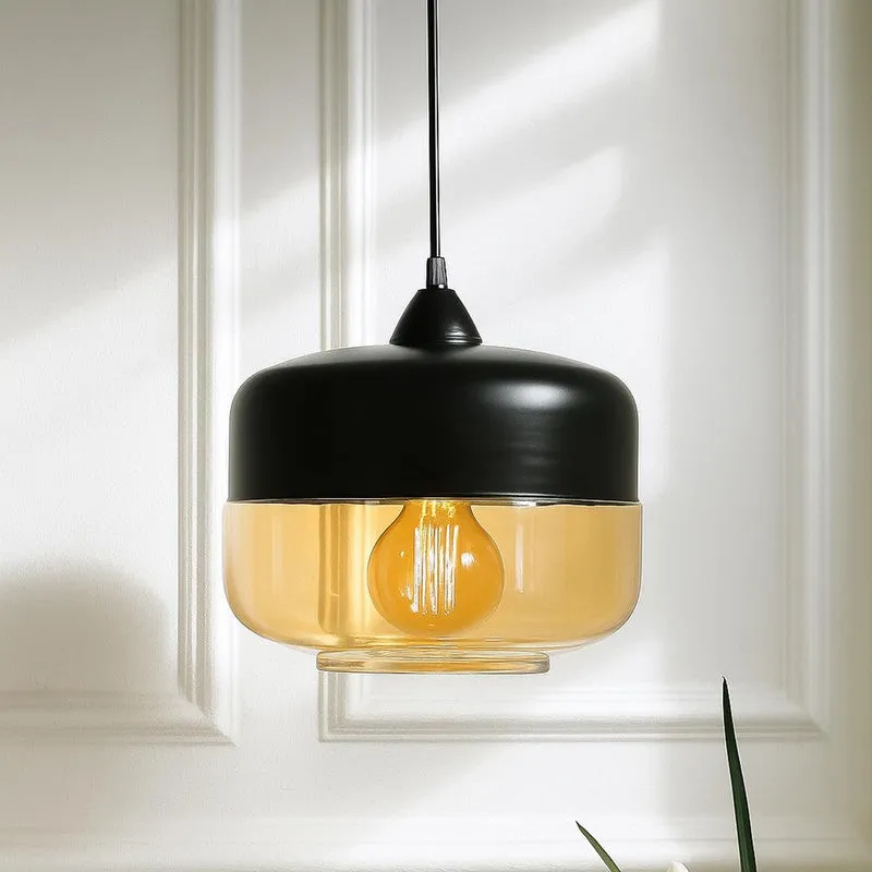 Two Worlds LED Glass Ceiling Lamp - Black media 1