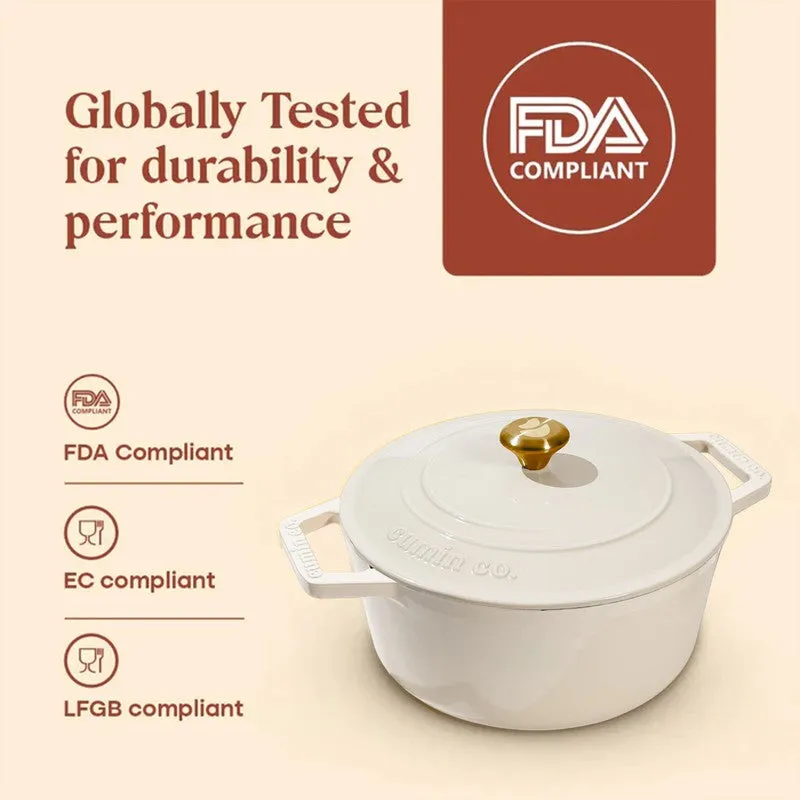 Cumin Co Enamel Cast Iron Cooking Pot (4000 mL) - White media 7