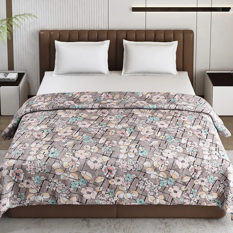 Monte Carlo Bluemora Floral Print Polyester Blanket (Beige) - 210 GSM media 3