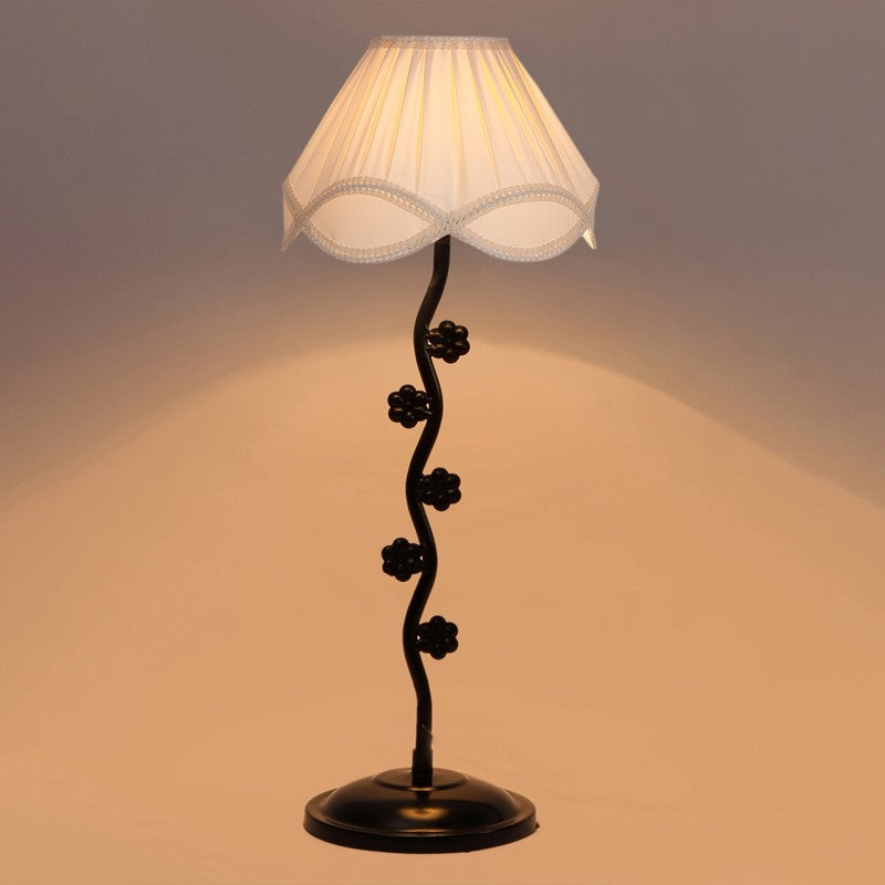 Novara Cotton Table Lamp With Iron Base - White