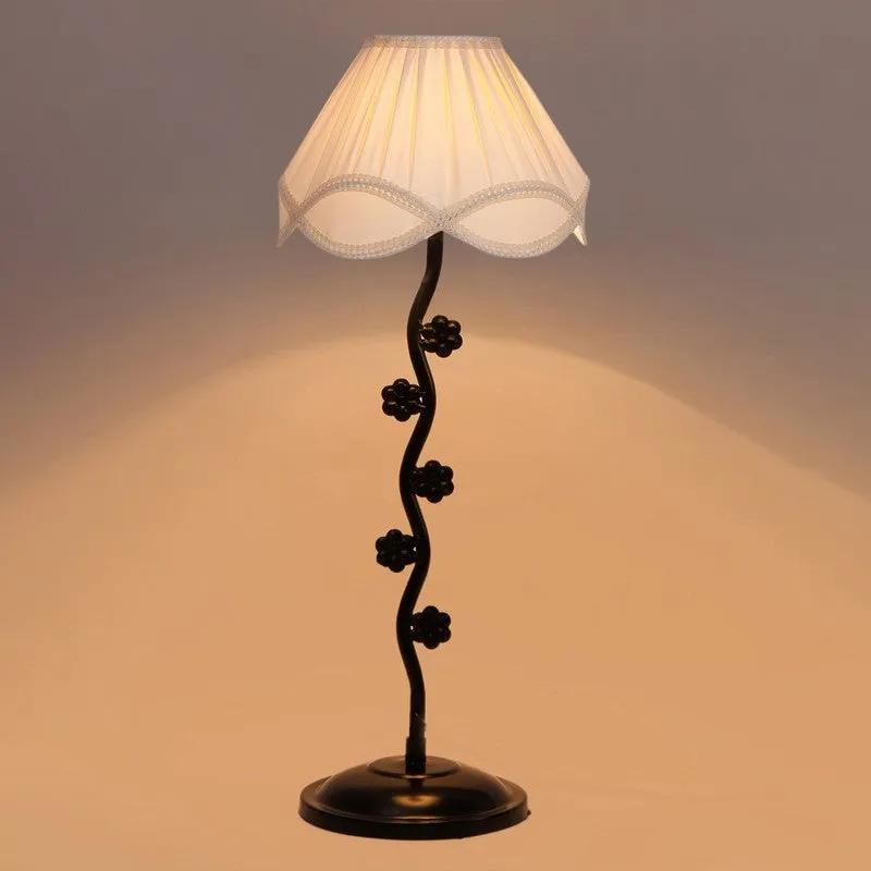 Novara Cotton Table Lamp With Iron Base - White media 1