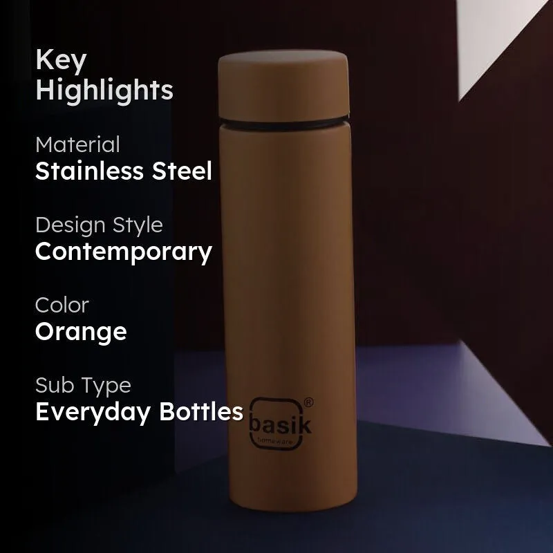 Evara Stainless Steel Bottle (Orange) - 330 mL media 2