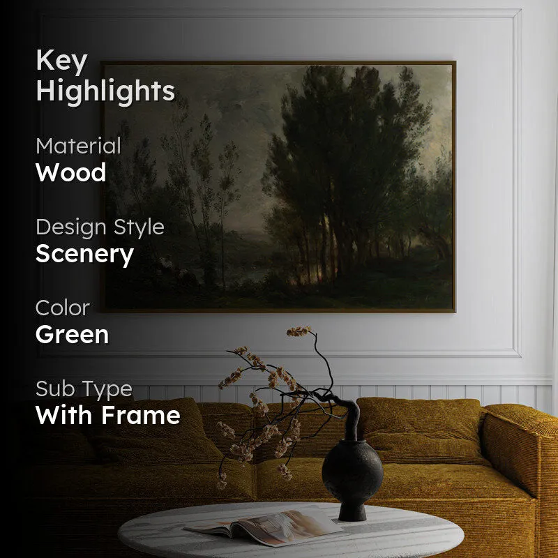 Moody Trees Wood Wall Art With Frame - Black media 2