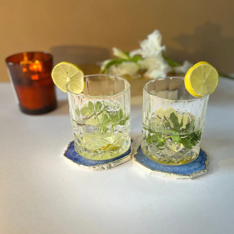 Byrona Handcrafted Crystal Agate Coaster (Blue) - Set Of Two media 5