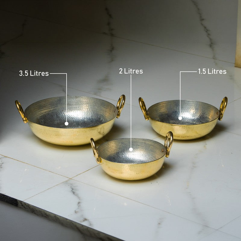 Aurelia Glossy Brass Kadhai - 2000 mL media 9
