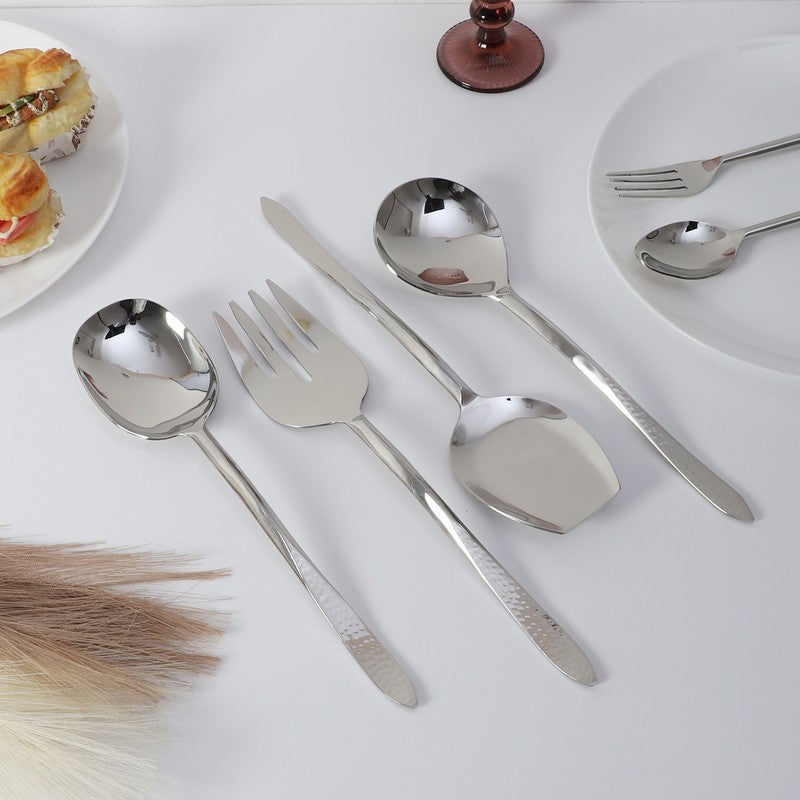 Dune Hammered Serving Set (Silver) - Four Piece Set