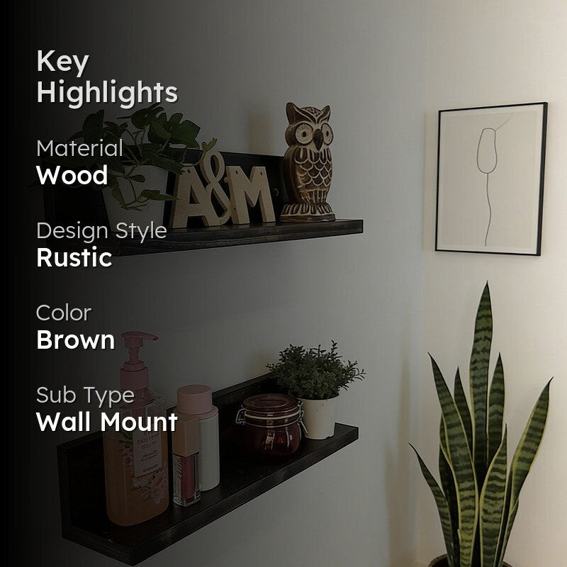 Sylora set of 2 Wooden Wall Shelf Organiser media 2