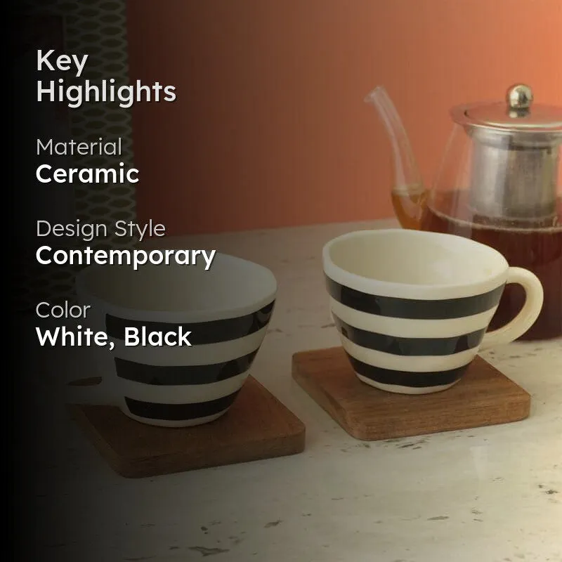 Black Ceramic Coffee Mug (300 mL) - Two Piece Set media 2