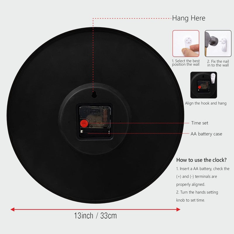 Onyra Round Modern Plastic Wall Clock - Black media 8