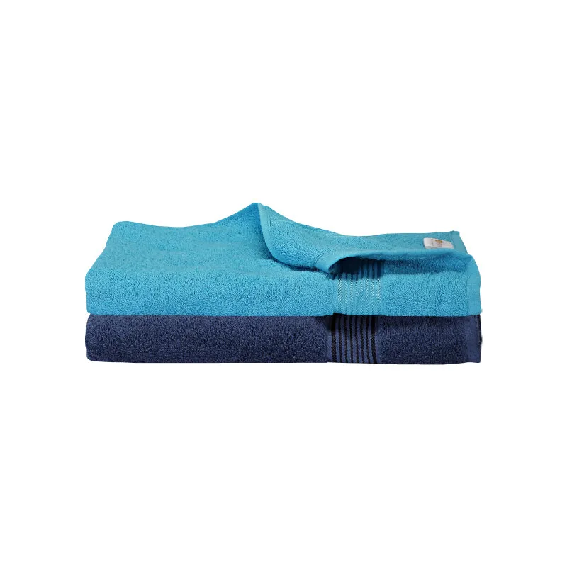 Bodil Bath Towel (Light Blue & Navy Blue) - Set Of Two media 5
