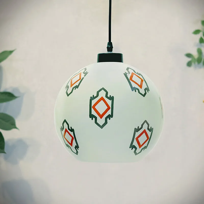 Summer Specks Hand Painted Glass Moon Ceiling Lamp media 3