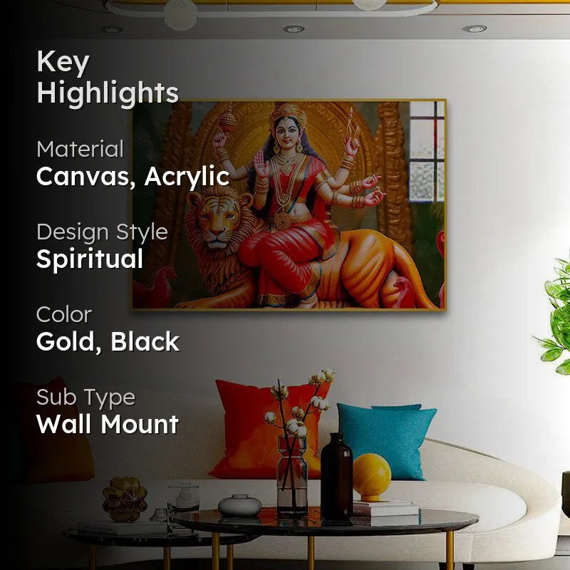 Divine Devi Spiritual Canvas Wall Art With Frame - Gold media 2