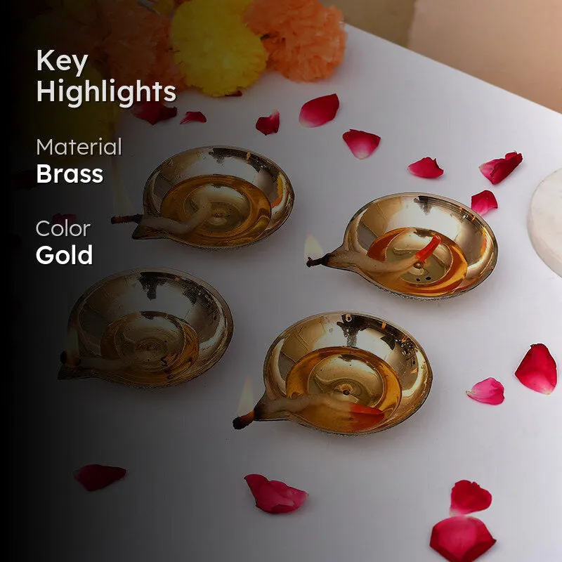 Makar Brass Diya - Set Of Four media 2