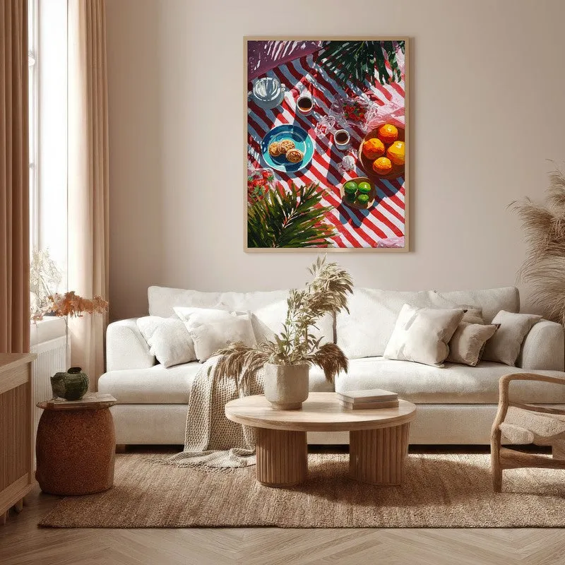 Sunny Table Canvas Wall Painting - Brown Frame media 5