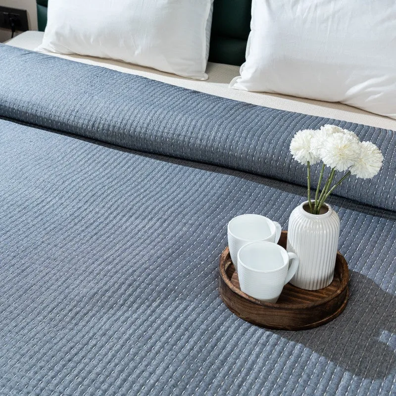 Ivory (Blue Self Stripe Comforter) - Three Piece Set media 3