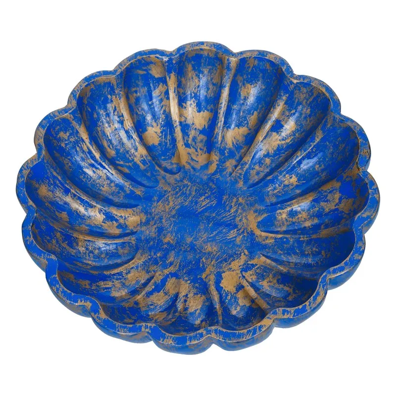 Handcrafted Floral Resin Urli - Blue media 9