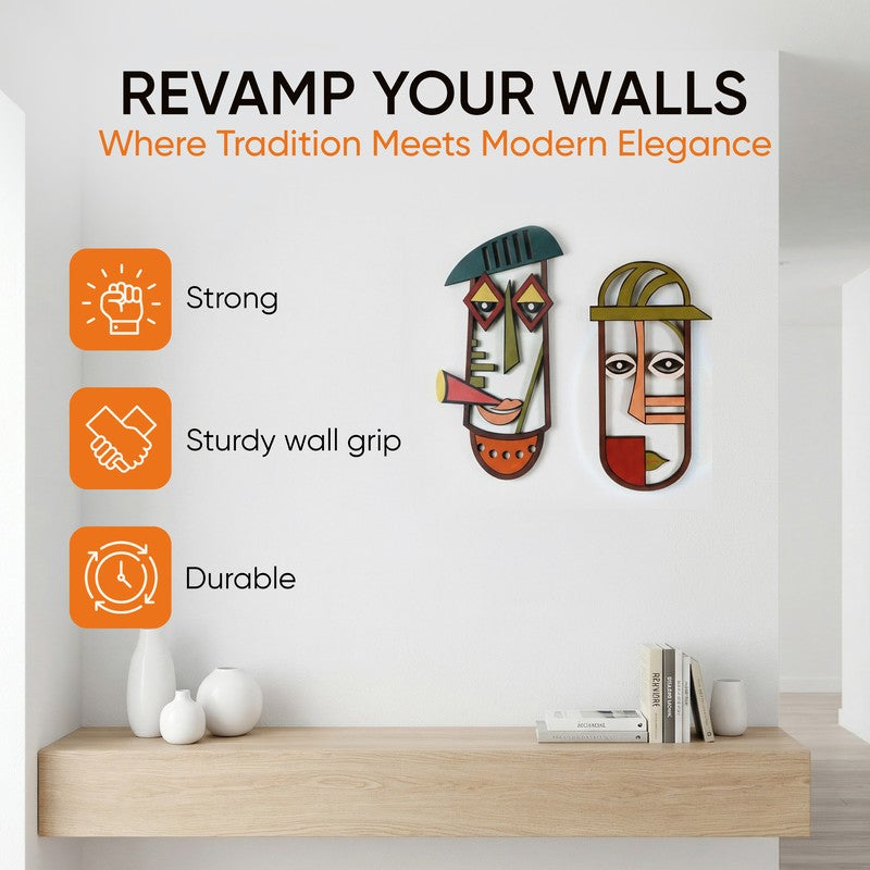 Bhusha Mask Wooden Wall Accent - Set of Two media 5